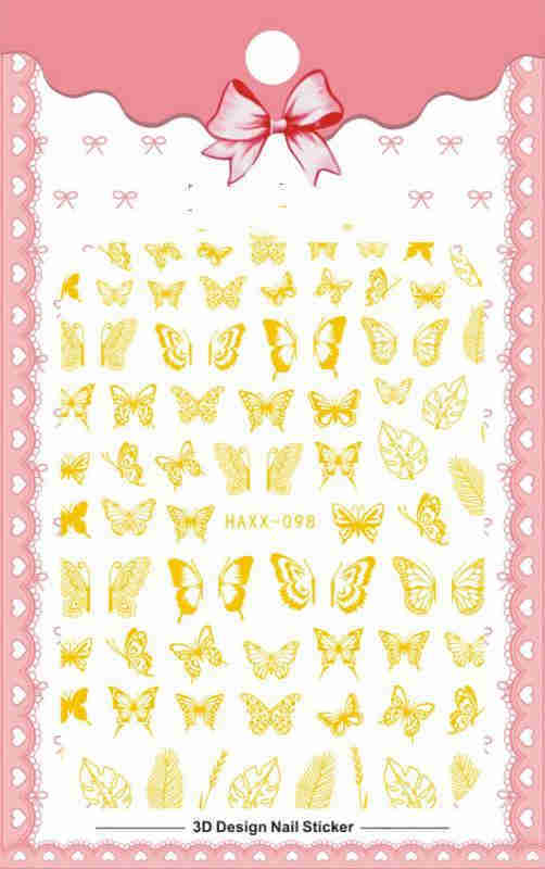 Black Butterfly & White Flower Nail Stickers – Adhesive Nail Decals
